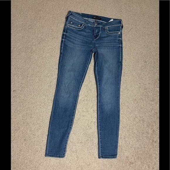 True Religion Mid Rise Super Skinny Halle Jeans Size 28W - Picture 1 of 7